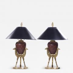 Chapman Mid Century Brass Camel Lamps Pair - 3922847