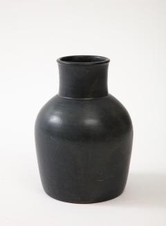 Charcoal Round Vase High Neck Sloping shoulders France c 1950 signed EP - 3296370