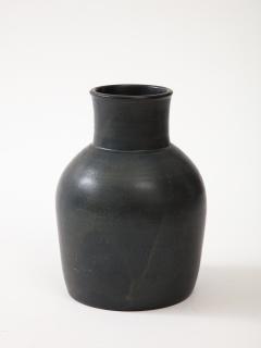 Charcoal Round Vase High Neck Sloping shoulders France c 1950 signed EP - 3296371