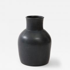 Charcoal Round Vase High Neck Sloping shoulders France c 1950 signed EP - 3297213
