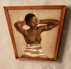 Charcoal and Watercolor Painting of an African Woman Circa 1940s to 1960s - 4610116