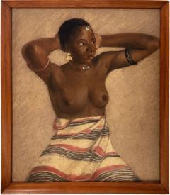 Charcoal and Watercolor Painting of an African Woman Circa 1940s to 1960s - 4614116