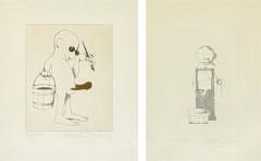 Charles Bragg Two Etchings Nasty Series Signed and Stamped American 20th c  - 4598199
