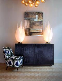 Charles Burnand Bass Credenza Sideboard with Straw Marquetry Inlay and Patinated Brass Plinth - 1455700