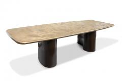 Charles Burnand Nassau Dining Table Custom Champagne Gold Table Top and 3 Dimensional Base - 1487812