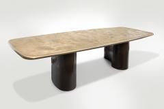 Charles Burnand Nassau Dining Table Custom Champagne Gold Table Top and 3 Dimensional Base - 1487813