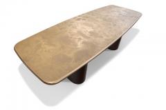 Charles Burnand Nassau Dining Table Custom Champagne Gold Table Top and 3 Dimensional Base - 1487823