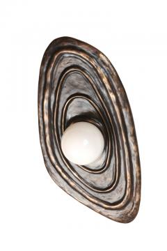 Charles Burnand Perla Wall Sconce in Cast Bronze with Alabaster Orb - 1455321