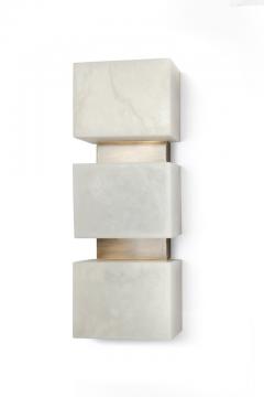 Charles Burnand Scatola Wall Sconce Alabaster Cubes Brushed Patinated Brass - 1465367