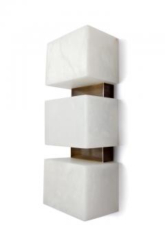 Charles Burnand Scatola Wall Sconce Alabaster Cubes Brushed Patinated Brass - 1465369