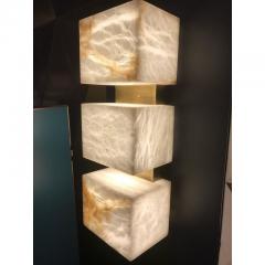 Charles Burnand Scatola Wall Sconce Alabaster Cubes Brushed Patinated Brass - 1465422