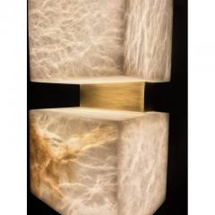 Charles Burnand Scatola Wall Sconce Alabaster Cubes Brushed Patinated Brass - 1465423