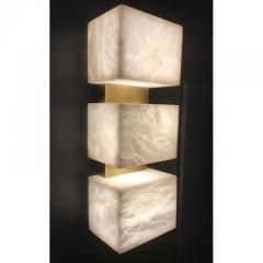 Charles Burnand Scatola Wall Sconce Alabaster Cubes Brushed Patinated Brass - 1465426