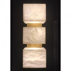 Charles Burnand Scatola Wall Sconce Alabaster Cubes Brushed Patinated Brass - 1465439