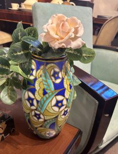 Charles Catteau Ceramic Vase by Charles Catteau with Art Deco Stylized Floral Pattern - 4496168
