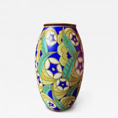Charles Catteau Ceramic Vase by Charles Catteau with Art Deco Stylized Floral Pattern - 4496219