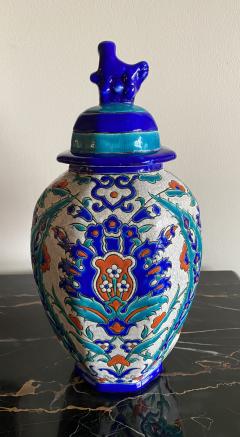 Charles Catteau Charles Catteau Boch Freres covered vase with Iznik polychrome floral decor - 4337355