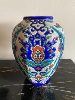 Charles Catteau Charles Catteau Boch Freres covered vase with Iznik polychrome floral decor - 4337366