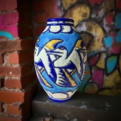 Charles Catteau Charles Catteau for Boch Fr res Keramis Stylized Pelican Vase circa 1924 25 - 4251119