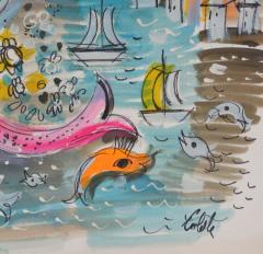 Charles Cobelle Seascape with Mermaid and Fish - 4233284