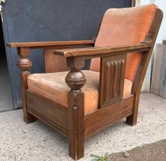 Charles Dudouyt Charles Dudouyit documented pair of rare carved oak lounge chairs - 2010537