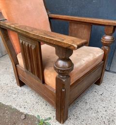 Charles Dudouyt Charles Dudouyit documented pair of rare carved oak lounge chairs - 2010541