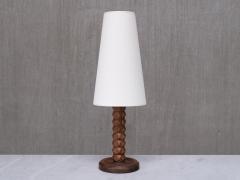 Charles Dudouyt Charles Dudouyt Attributed Table Lamp Oak with Tapered Shade France 1950s - 4234071