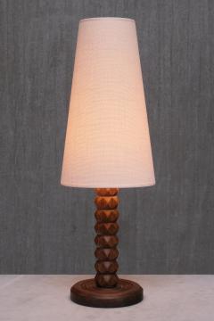 Charles Dudouyt Charles Dudouyt Attributed Table Lamp Oak with Tapered Shade France 1950s - 4234075