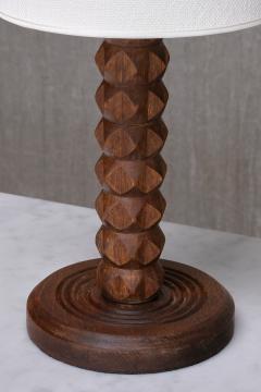 Charles Dudouyt Charles Dudouyt Attributed Table Lamp Oak with Tapered Shade France 1950s - 4234076