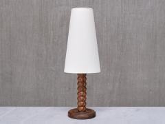 Charles Dudouyt Charles Dudouyt Attributed Table Lamp Oak with Tapered Shade France 1950s - 4234078