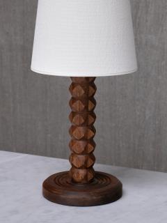 Charles Dudouyt Charles Dudouyt Attributed Table Lamp Oak with Tapered Shade France 1950s - 4234079