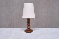 Charles Dudouyt Charles Dudouyt Attributed Table Lamp in Oak with Ivory Shade France 1950s - 3639941
