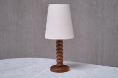 Charles Dudouyt Charles Dudouyt Attributed Table Lamp in Oak with Ivory Shade France 1950s - 3639942