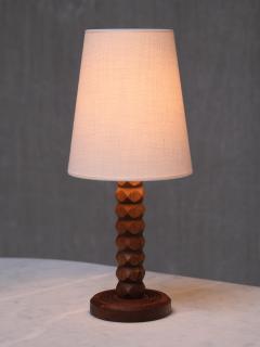 Charles Dudouyt Charles Dudouyt Attributed Table Lamp in Oak with Ivory Shade France 1950s - 3639944