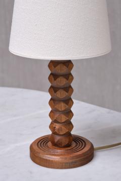 Charles Dudouyt Charles Dudouyt Attributed Table Lamp in Oak with Ivory Shade France 1950s - 3639948