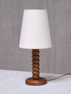 Charles Dudouyt Charles Dudouyt Attributed Table Lamp in Oak with Ivory Shade France 1950s - 3639949