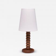 Charles Dudouyt Charles Dudouyt Attributed Table Lamp in Oak with Ivory Shade France 1950s - 3641505