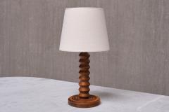 Charles Dudouyt Charles Dudouyt Attributed Table Lamp in Oak with Ivory Shade France 1950s - 3799393