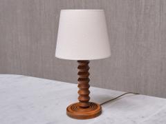 Charles Dudouyt Charles Dudouyt Attributed Table Lamp in Oak with Ivory Shade France 1950s - 3799395
