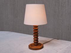 Charles Dudouyt Charles Dudouyt Attributed Table Lamp in Oak with Ivory Shade France 1950s - 3799397