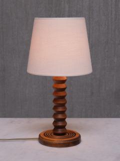 Charles Dudouyt Charles Dudouyt Attributed Table Lamp in Oak with Ivory Shade France 1950s - 3799402