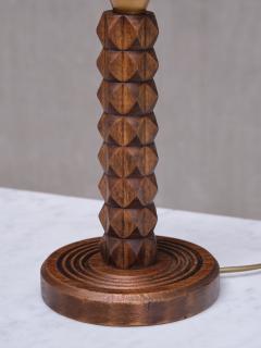 Charles Dudouyt Charles Dudouyt Attributed Table Lamp in Oak with Ivory Shade France 1950s - 4111151