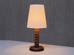 Charles Dudouyt Charles Dudouyt Attributed Table Lamp in Oak with Ivory Shade France 1950s - 4111155