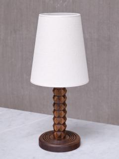 Charles Dudouyt Charles Dudouyt Attributed Table Lamp in Oak with Ivory Shade France 1950s - 4111156