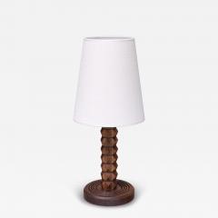 Charles Dudouyt Charles Dudouyt Attributed Table Lamp in Oak with Ivory Shade France 1950s - 4111274