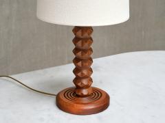 Charles Dudouyt Charles Dudouyt Attributed Table Lamp in Oak with Ivory Shade France 1950s - 4239069