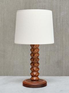Charles Dudouyt Charles Dudouyt Attributed Table Lamp in Oak with Ivory Shade France 1950s - 4239072