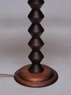 Charles Dudouyt Charles Dudouyt Attributed Tall Table Lamp in Oak France 1950s - 3634517