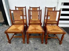 Charles Dudouyt Charles Dudouyt Set of Six 6 Rush and Walnut Dining Chairs - 4641436