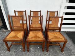 Charles Dudouyt Charles Dudouyt Set of Six 6 Rush and Walnut Dining Chairs - 4641489